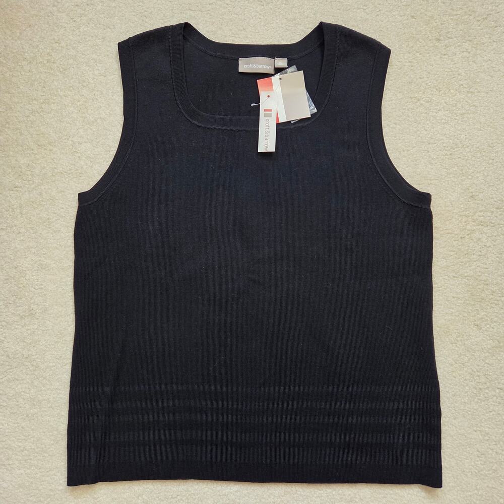 NWT Croft & Barrow XL Pullover Knit Tank Top Sweater Square Neck Black Layer